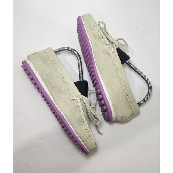 Minnetonka Womens Kilty Plus Moccasin Sz 8 Green‎ Purple Suede Flat Slip On Shoe - Picture 5 of 10